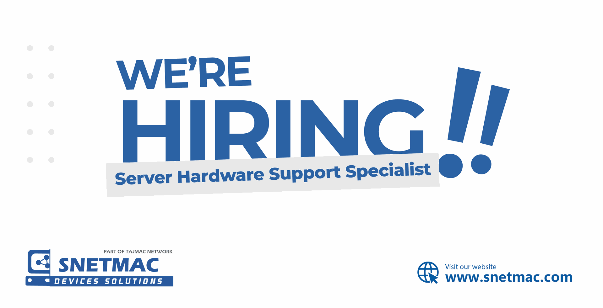 Server Hardware Support Specialist – Karachi | SNETMAC Pvt. Ltd.